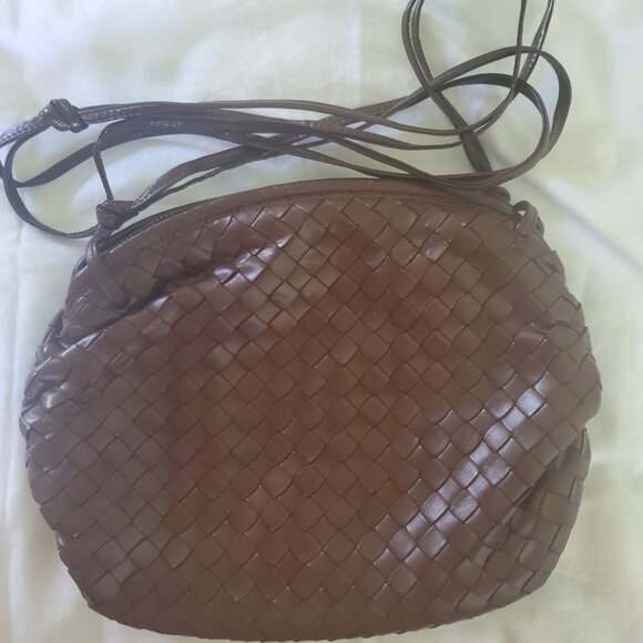 BOTTEGA VENETA Italian Vintage Brown Intrecciato Leather Woven Shoulder Bag - Picture 1 of 5